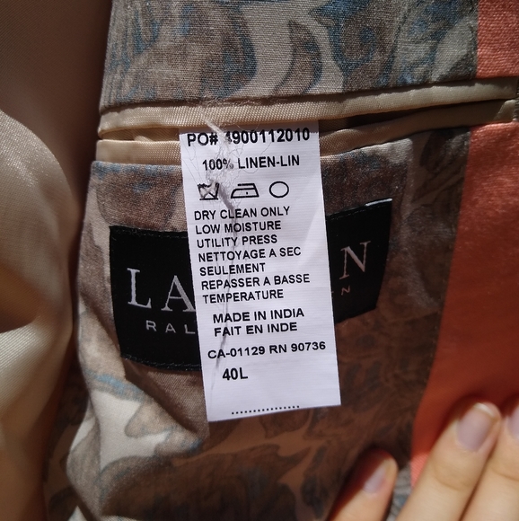 NWT Men's Lauren Ralph Lauren Ultraflex 100% Linen Lassiter Coral Blazer - Picture 10 of 16